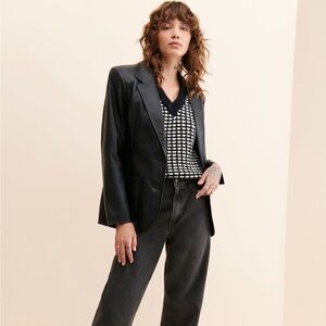 Anthropologie Patch Pocket Vegan Leather Blazer